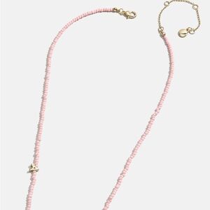 Bauble Bar Rose Quartz Semi-Precious Initial Necklace “J” NWT